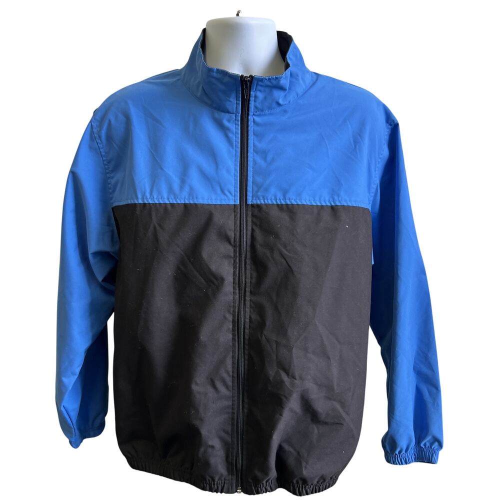 🏌️ Consensus Golf M Blue Black Colorblock Windbreaker ZipJacket Lightweight 90s